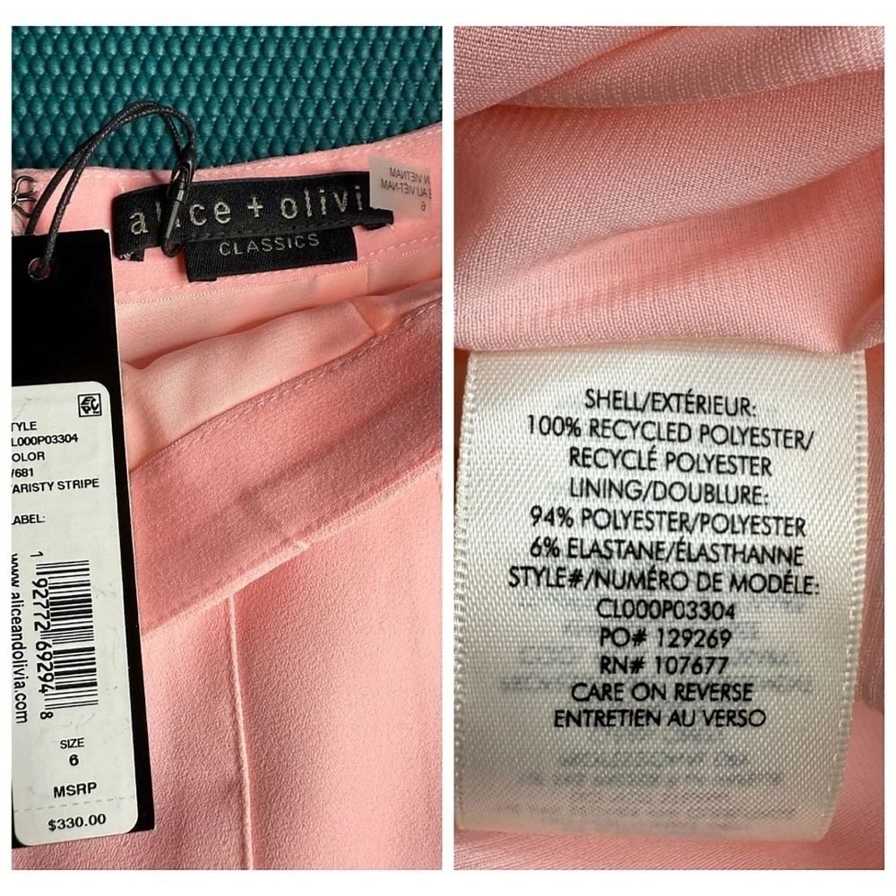 Alice + Olivia Carter Pink Pleated Varsity Striped Mini Skirt